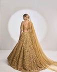 Gold Three-Dimensional Jewel Lehenga Set