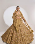 Gold Three-Dimensional Jewel Lehenga Set