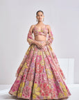 Multi-Coloured Floral Lehenga Set