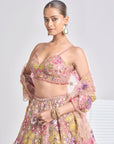 Multi-Coloured Floral Lehenga Set