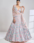 Pastel Multi-Coloured Mirror Work Lehenga Set