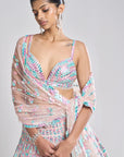 Pastel Multi-Coloured Mirror Work Lehenga Set