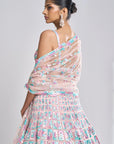 Pastel Multi-Coloured Mirror Work Lehenga Set