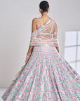Pastel Multi-Coloured Mirror Work Lehenga Set