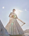 Cream Three-Dimensional Lehenga Set