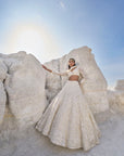 Cream Three-Dimensional Lehenga Set