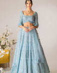 Blue Embroidered Lehenga Set
