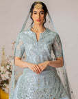 Blue Embroidered Long Top Lehenga Set - Ready To Ship