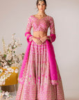 Hot Pink Embroidered Lehenga Set