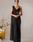 Black Tonal Draping Saree