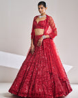 Red Sequin Lehenga Set