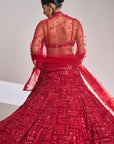 Red Sequin Lehenga Set