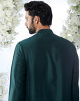 Emerald Green Mirror Open Sherwani Set