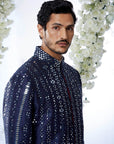 Midnight Mirror Work Sherwani Set