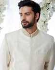 Cream Gold Sherwani Set