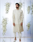 Cream Gold Sherwani Set