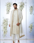 Cream Gold Sherwani Set
