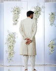 Cream Gold Sherwani Set