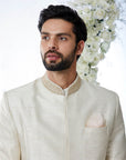 Cream Gold Sherwani Set