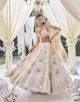 White Gold Floral Lehenga Set