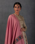 Old Rose Woolen Embroidered Shawl