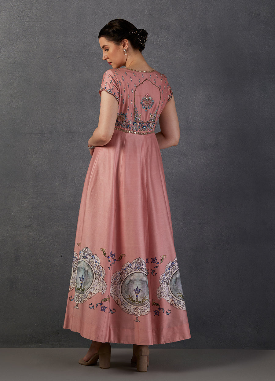 Fresh Pink Silk Chanderi Dress