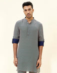 Pink Butti Print Short Shirt Style Kurta with Rolled Up Sleeves - Ready To Ship