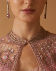 Old Rose Net Embroidered Jacket And Old Rose Chiifon Anarkali