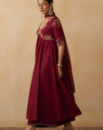 Maroon Anarkali With Palazzo Set
