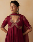 Maroon Anarkali With Palazzo Set