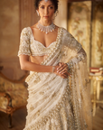 Ivory Gold Lehenga Saree Set