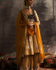 Yellow Silk Embroidered Anarkali Set