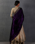 Purple Silk Velvet Embroidered Dushala