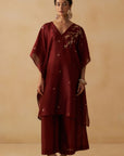 Maroon Kaftan With Palazzo Set