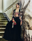 Meher Tropical Cape Jacket with Ombre Bustier and Pleated Pants