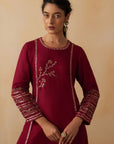 Maroon A-Line Kurti With Palazzo Set