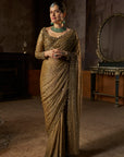 Antique Gold Georgette Sequin Saree
