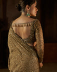 Antique Gold Georgette Sequin Saree
