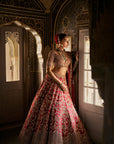 Red Crystal Zardosi Lehenga Set