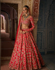 Red Crystal Lehenga Set
