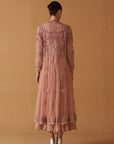 Old Rose Net Embroidered Jacket And Old Rose Chiifon Anarkali