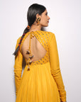Turmeric & Ivory Khadi Embroidered & Foil Printed Angrakha Set