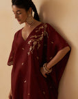 Maroon Kaftan With Palazzo Set