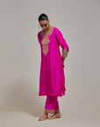 Fuchsia Pink Gota & Marrori Work Kurta Set