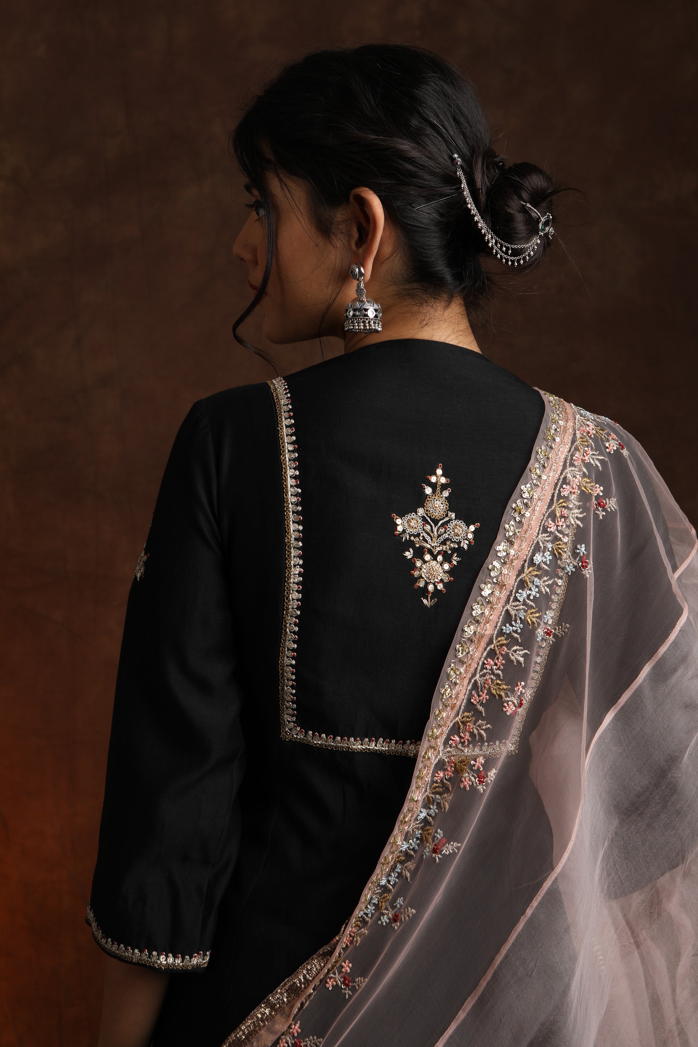 Stunning &amp; Exquisite Black Embroidered Kurta Set