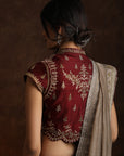 Beautiful & Attractive Stripe Border Embroidered Saree & Blouse