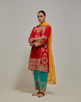 Red Gota & Marrori Work Kurta Set