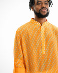 Printed Orange Silk Kurta - Ready to Ship