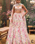 Powder Peach Multi-Coloured Lehenga Set