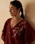 Maroon Kaftan With Palazzo Set